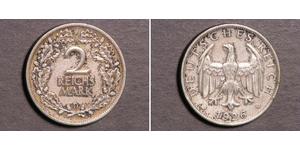 2 Reichsmark Repubblica di Weimar (1918-1933) Argento 