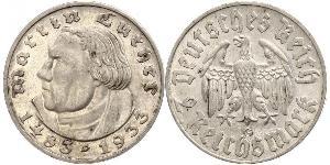 2 Reichsmark Alemania nazi (1933-1945) Plata Martín Lutero