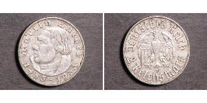 2 Reichsmark Alemania nazi (1933-1945) Plata Martín Lutero