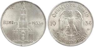 2 Reichsmark Alemania nazi (1933-1945) Plata 