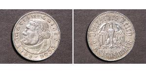 2 Reichsmark Alemania nazi (1933-1945) Plata Martín Lutero