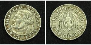 2 Reichsmark Alemania nazi (1933-1945) Plata Martín Lutero