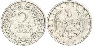 2 Reichsmark República de Weimar (1918-1933) Plata 