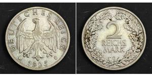 2 Reichsmark República de Weimar (1918-1933) Plata 