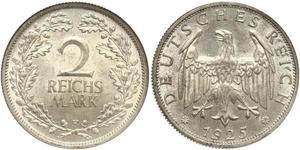 2 Reichsmark República de Weimar (1918-1933) Plata 
