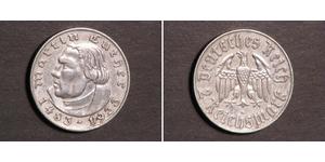 2 Reichsmark Deutsches Reich (1933-1945) Silber Martin Luther