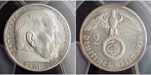 2 Reichsmark Deutsches Reich (1933-1945) Silber Paul von Hindenburg