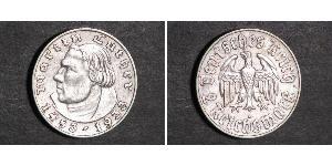 2 Reichsmark Deutsches Reich (1933-1945) Silber Martin Luther