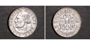 2 Reichsmark Nazi Germany (1933-1945) Silver Martin Luther