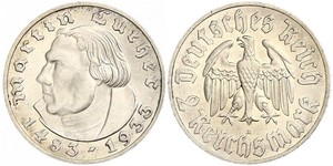 2 Reichsmark Nazi Germany (1933-1945) Silver Martin Luther