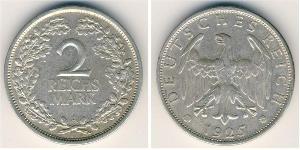 2 Reichsmark Веймарская республика (1918-1933) Серебро 