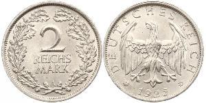 2 Reichsmark Веймарская республика (1918-1933) Серебро 