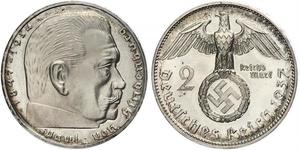 2 Reichsmark Третий рейх (1933-1945) Серебро Гинденбург, Пауль фон