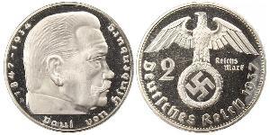 2 Reichsmark Третий рейх (1933-1945) Серебро Гинденбург, Пауль фон