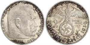 2 Reichsmark Третий рейх (1933-1945) Серебро Гинденбург, Пауль фон