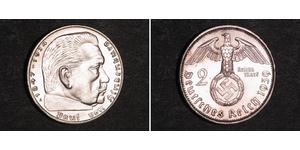 2 Reichsmark Третий рейх (1933-1945) Серебро Гинденбург, Пауль фон