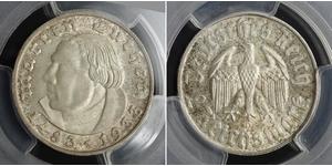 2 Reichsmark Третий рейх (1933-1945) Серебро Лютер, Мартин