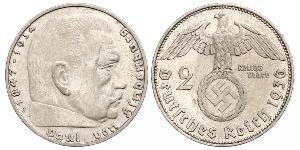 2 Reichsmark Третий рейх (1933-1945) Серебро Гинденбург, Пауль фон