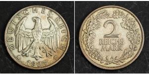 2 Reichsmark Веймарська республіка (1918-1933) Срібло 