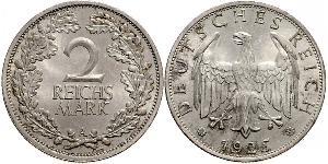 2 Reichsmark Веймарська республіка (1918-1933) Срібло 