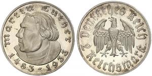 2 Reichsmark Третій рейх (1933-1945) Срібло Мартін Лютер