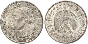 2 Reichsmark Третій рейх (1933-1945) Срібло Мартін Лютер