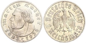 2 Reichsmark Третій рейх (1933-1945) Срібло Мартін Лютер