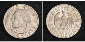 2 Reichsmark Третій рейх (1933-1945) Срібло Мартін Лютер