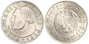 2 Reichsmark Третій рейх (1933-1945) Срібло Мартін Лютер