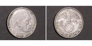 2 Reichsmark 納粹德國 (1933 - 1945) 銀 保罗·冯·兴登堡 (1847 - 1934)