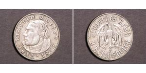 2 Reichsmark 納粹德國 (1933 - 1945) 銀 馬丁·路德