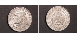 2 Reichsmark 納粹德國 (1933 - 1945) 銀 馬丁·路德