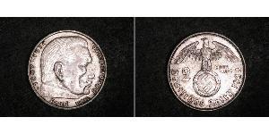 2 Reichsmark 納粹德國 (1933 - 1945) 銀 保罗·冯·兴登堡 (1847 - 1934)