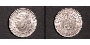 2 Reichsmark 納粹德國 (1933 - 1945) 銀 馬丁·路德