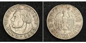 2 Reichsmark 納粹德國 (1933 - 1945) 銀 馬丁·路德