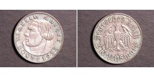 2 Reichsmark 納粹德國 (1933 - 1945) 銀 馬丁·路德