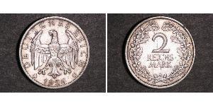 2 Reichsmark 魏瑪共和國 (1919 - 1933) 銀 