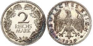 2 Reichsmark 魏瑪共和國 (1919 - 1933) 銀 