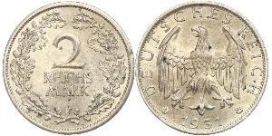 2 Reichsmark 魏瑪共和國 (1919 - 1933) 銀 