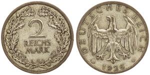 2 Reichsmark 魏瑪共和國 (1919 - 1933) 銀 