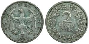 2 Reichsmark 魏瑪共和國 (1919 - 1933) 銀 