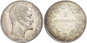 2 Rigisdaler Danemark Argent Frédéric VII de Danemark (1808-1863)