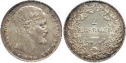 2 Rigisdaler Дания Серебро Фредерик VII король Дании (1808-1863)