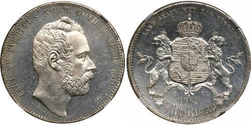 2 Riksdaler Schweden Silber Karl XV. (Schweden) (1826 - 1872)