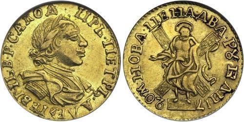 2 Rublo Impero russo (1720-1917) Oro Pietro I di Russia(1672-1725)