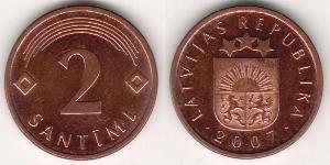 2 Santims Латвия (1991 - ) Сталь/Медь 