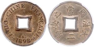 2 Sapeque Französisch-Indochina (1887-1954) Kupfer 