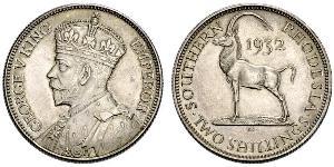 2 Shilling Southern Rhodesia (1923-1980) Plata Jorge V (1865-1936)