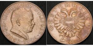2 Shilling Federal State of Austria (1934-1938) 銀 