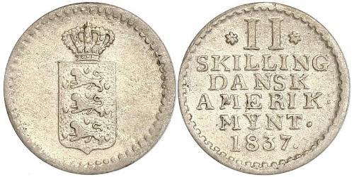 2 Skilling Danimarca Argento Federico VI di Danimarca (1768 -1839)